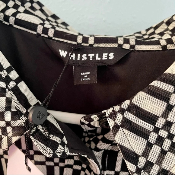 Whistles Link Check Mesh Shirt Dress Black/Multi NWT size 16 - Picture 2 of 15